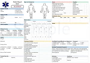 Patient Report Form PRF A4 1xPad for First Aid, Medic, Ambulance ...