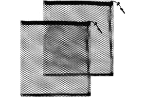 SUBTAVIK Netzbeutel mit Kordelzug - Großer Aufbewahrungsbeutel, Schwarz, Nylon für Schwimmen, Strand, Pool