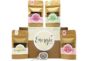 ‎OWLBOOK OWLBOOK® Tee Geschenkset Frauen - Energieschub - Tee Geschenke für Mama Oma Freundin als Geburtstagsgeschenk Muttertagsgeschenke | Teebox mit 4 Teesorten & Tee-Ei
