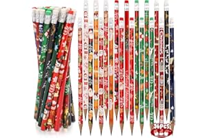 MestectPET Bleistifte Weihnachten, 36 Stück Bleistifte mit Radiergummi, Schreibstifte Kinder Deko für Adventskalender zum Befüllen, Weihnachtsstifte für Kinder Studenten Weihnachten Party