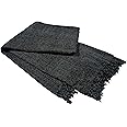 Olivia Rocco Chenille Throw Blanket with Tassels for Couch Sofa Chair Bed Home Decoration Soft Warm Cosy Knit Blanket Gift, Charcoal 130 x 170 cm