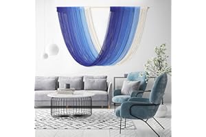 HOLAVIDA Grande Appeso a Parete Macramè, Decorazione Murale Boho Macramè, Telaio Tessile in Filato con Nappe, Decorazione Artigianale per Casa Camera da Letto Soggiorno, Ombré Tie-Dye 150x97cm