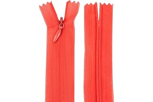 AERZETIX - C61756 - Set di 10 cerniere invisibili 50cm non separabili - cerniera lampo - colore rosso-arancione - pelletteria jeans pantaloni vestito gonna abbigliamento cucito