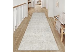 PureCozy Hallway Runner Beige Grey Area Rug 60x240cm Carpet Runners Washable Non Slip Large Boho Abstract Neutral Carpet Kitchen Bedroom Bedside Office Low Pile Soft Rugs