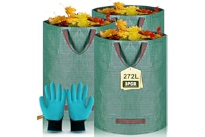 Snarflun 3x Sac Jardinage Déchets 272L Sac Déchets Verts, Sacs de Jardin Indéchirables, Big Bag avec Poignées, Étanche, Pliable, Réutilisable Sacs à Déchets de Jardin, Sac Végétaux Jardin Autoportant