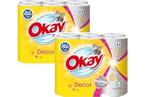 OKAYDECOR Okay Decor papier essuie tout blanc 12 rouleaux (2 x 6 rlx) décoratif économique et résistance pour la cuisine