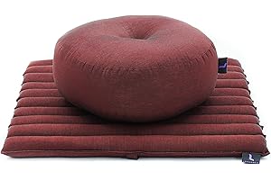 LEEWADEE Set da Meditazione: Piccolo Cuscino Zafu e Tappetino Zabuton, Kit Tailandese per meditare in kapok