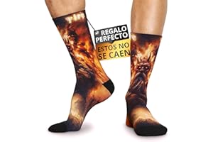 DARK EBANO Calcetines Originales Hombre Mujer - Diseño Casual 4 Elementos - Gamer Cosplay Geek - Deportivos Compresivos - Running Crossfit Boxeo - Individuales o Pack de 4 Con Caja Regalo - Tallas 36-40 y 41-45