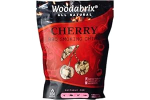 Woodabrix Cherry Wood Chips I BBQ Wood Chips are suitable for Charcoal, Gas and BBQ/Smoker I 100% Natural and Eco-friendly I 800 grams (3.2 Litre / 195 cu in)