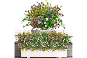 ROLLWAY 6 Piezas Ramos de Flores Artificiales Pequeña Flor Falsa Eucalipto Planta Artificial Flores Artificiales Resistentes a los Rayos UV Ramo de Plantas para Colgar Decoracion Exterior y Interior-C