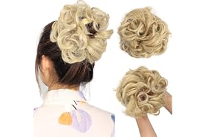 MEIRIYFA Postiche Chignon Extensions de Cheveux Naturel Scrunchy Chignons Bouclés Chouchou Postiche Chignons pour Femme (Blond)