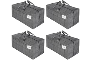 VENO 87 Liter extra große Umzugstaschen mit Rucksackgurten, Umzugshelfer, starke Griffe und Reißverschlüsse, Kleideraufbewahrung, Wäschesäcke, wiederverwendbar (Schwarzes Fenstertuch, 4er-Pack)