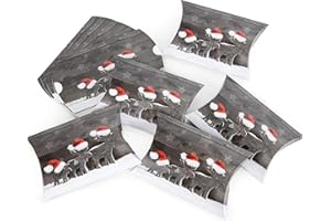 Logbuch-Verlag 10 małych pudełek bożonarodzeniowych – świąteczne pudełka na prezenty 15 x 10,3 x 3 cm – mini opakowanie na Boże Narodzenie, pudełko prezentowe z reniferami szare, czerwone, białe