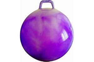 AppleRound Space Hopper for Teens & Adults 13+, 28" (70cm) Bouncy Hop Ball with Handle & Pump, Jumping Ball Toy for Indoor & Outdoor Fitness, Cloud Colours (Purple)