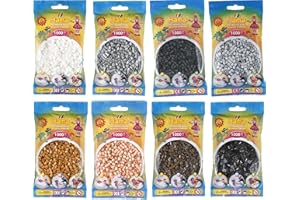 Hama Happy Price Toys Midi Perline da stirare (Kon19) 8 colori (bianco marrone nero marrone chiaro grigio grigio chiaro beige grigio scuro) istruzioni incluse (lingua italiana non garantita)