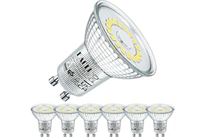 EACLL Bombillas LED GU10 Blanco Frio 4.8W Equivalente 75W Halógena, Pack de 6, Focos Sin Parpadeo AC 230V, 6000K 585 Lúmenes 120 ° Spotlight, Lámpara Reflectora no Regulable
