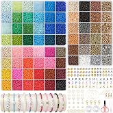 ARTREE 24550 Pieces 3mm Beads for Bracelet Making Kit Bracelet Beads for Bracelets Friendship with 300 Letters 66 Colors 3mm
