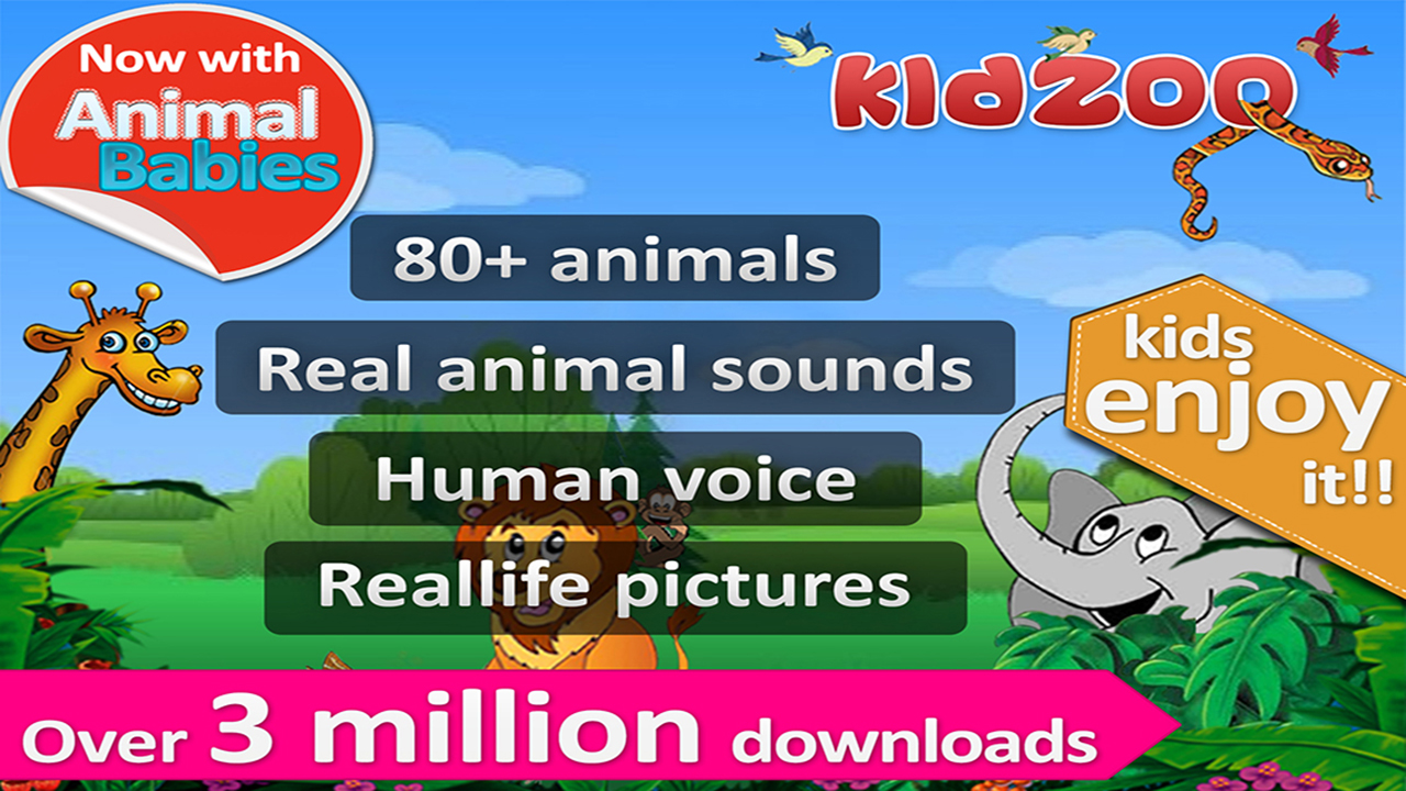 Kids Zoo, Animal sounds and pictures for Kids, with real voice and