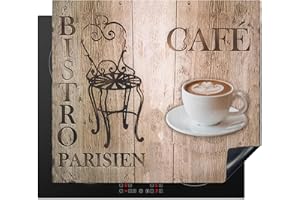 KitchenYeah© Protege Couvre Plaque De Cuisson Décoration Cuisine Tapis Protection Protecteur Induction 60x52 cm Bistro Parisien - Café - Café - Vendanges - 60x52 cm