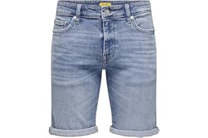 ONLY & SONS Shorts en Denim Capri pour Hommes O&S 3/4 Pantalon Bermuda Eté Court Pantalon décontracté Trousers ONSPLY