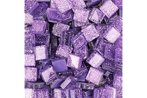 ANKTILY Glasmosaikfliesen Bulk-Quadrat Mosaiksteine Glitzerkristall Glasstücke, Glasfliesen Glassteine für Basteln, Haus Deko 200 g, 1 x 1 cm(Violett)