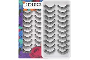 JIMIRE Cat Eye Eyelashes 10 Pairs Fake Eyelashes Fluffy Natural Look False Lashes 14mm Lashes Pack