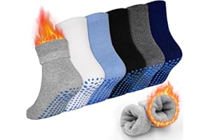 GRPSKCOS Toddler Thick Grip Socks, 6 Pairs Kids Winter Sock Non Slip Socks for Boys Kids 1-7 Years