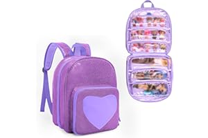 LoDrid Sac à dos de transport compatible avec toutes les poupées LOL Surprise, étui de rangement avec 6 poches transparentes pour organiseur et présentation, violet, sac uniquement (design breveté)