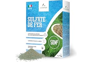 LERAVA Sulfate de Fer (50 m²) - Anti Mousse Gazon & Engrais Fer - Riche en Fer, Kalium, Magnésium - Sécurisé pour Animaux - Entretien Facile Toute l’Année - Idéal pour Pelouse & Jardin - 750g