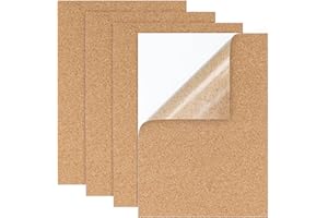 Wzone Panneau Liège Mural, 30×21×0.1cm, 4 Pièces, Tableau Affichage Mural, Tableau Liège pour Bureau, mur Photo et Babillard