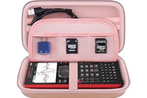 Elonbo Cassa di Viaggio Dura per Texas Instruments TI-Nspire CX II CAS/CX II/CX CAS Calcolatrice Grafico a Colori, Tasca con Cerniera Extra Adatta al Cavo di Ricarica, Caricatore, Manuale, Oro Rosa