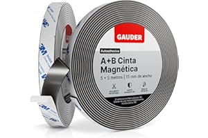GAUDER Cinta Magnética Autoadhesiva A + B I Cinta Magnética para Mosquiteras y cortinas | Cinta Magnética Adhesiva (5 m + 5m)