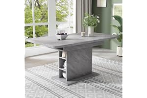 Utdragbart matbord, flexibel design, betongutseende, utrymmesbesparande, förvaringsutrymme, för 6–8 personer, multifunktionel