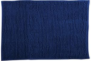 MSV Tappetino da bagno Tappetino da doccia „ciniglia“ a pelo lungo in microfibra morbida antiscivolo 40x60 cm Blu scuro