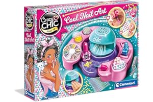 Clementoni Cool Nails Crazy Chic-L'atelier, Machine à manucure-Jouet Fille, kit de Loisir créatif fill 6 Ans, décorations, Vernis à Ongles, 18599, Multicolore