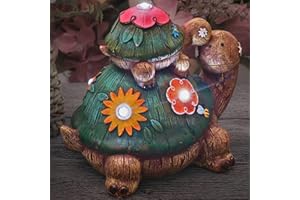 TERESA'S COLLECTIONS Garden Ornaments Outdoor, Solar Turtles Mum and Kid Statue with Solar Lights, Waterproof Resin Animal Ornaments, Garden Decorations Gifts for Women Mum, Indoor Outdoor 17 CM