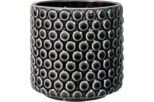Bloomingville Ceramic Flower Pot Dot - colorful Planter, Pot for plants, sukkulents Size S (12,5 cm ø) Dia 5'' H 5'', Stoneware, black