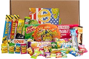 IBRANDZ Super Sour Sweet Gift Box Hamper 34 Treats Ultimate American and World Candy. Gift for Children or Adults as Birthday Christmas Easter Gift. Extreme Sour contains Warheads Toxic Waste etc