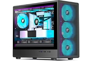 FOIFKIN X01 PC Case - Pre-installed 3 ARGB PWM Fans, MicroATX Gaming PC Case, Top Support 360mm Radiator with Type-C, Square Mesh Design for Increased Airflow, Removable Glass Side Panels, Black