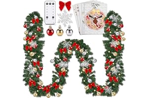 ONBEST Weihnachts-Girlande 10m mit Beleuchtung 100 LEDs warmweiß – Fernbedienung, Timer, 7 Lichteffekte – Weihnachtsdeko Tannengrün mit Lichterkette & Deko für In- & Outdoor (10 Meter)