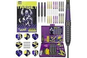 Target Darts Luke Littler Range – Elige Entre el Juego de Dardos con Punta de Acero, Paquete de 100 Dardos con Caja Almacenamiento o el Kit de 85 Accesorios con Plumas, Varillas, Afilador Herramienta
