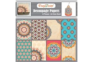 ‎CRAFTREAT CrafTreat Decoupage-Papier für Möbel und Kunsthandwerk –Mandala-Decoupage-Papier (A4 paper) 8 Blatt – Reispapier Decoupage – Vintage – Decopatch-Papier – Scrapbooking-Papier