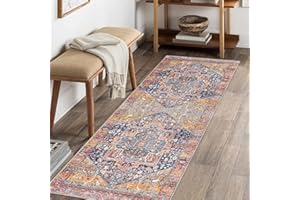 Cekene Carpet Runner Non-Slip 65x180cm Oriental Hallway Rug Washable Kitchen Runner Mat Low Pile Distressed Floor Carpet for Entryway Kitchen Laundry Room