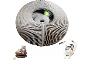 TETIPA Katzen Kratzbrett, Faltbarer Kratzmatte für Katzen mit Glöckchen, Katzenspielzeug Kratzmatte Kratzpads für Katzen, Katzenkratzer Dauerhaft Recycelbar, Wellpappenpapier Kratzpappe für Deine Katze