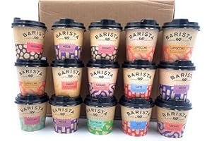 AKEDE Coffee Gift Set | Travel Coffee Takeout Cups Gift Sets | 15 X Flavoured Mini Instant Coffee Collection | Cappuccino, Vanilla, Latte, Caramel, Hazelnut, Original, Mocha, Ginger | Coffee Lovers Gifts