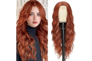 BUPPLER Cosplay Long Auburn Wig 28 Inch Middle Part Synthetic Wig Realistic Gifts Party Wigs for Women Daily Use Colorful Wigs (Auburn)