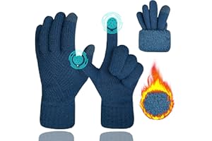 ehsbuy Guantes termicos Invierno para Mujer Pantalla Tactiles Lana Forro Cálido Cable Tejido Guantes Resistente al Viento Guantes de Teléfono para Movil Esquiar Ciclismo Conducir Deportes