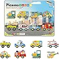 PicassoTiles 8pc Magnet Building Blocks Metro City 8 Vehicle Magnetized Action Figures Compatible Magnetic Structural Build Magnets Tile Accessory Playset STEAM Educational Learning Toys Ages 3+ PTA24