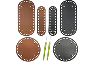 N\A Yayatty 6 Stück Taschenboden, Korbboden zum Häkeln Rund und Oval Schwarz und Braun für Häkelkorb Taschenboden Kunstleder Taschen Unten mit Löchern für DIY Strickbeutel