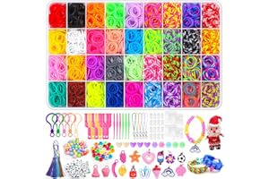 selizo 2800+ Loom Bänder Set, 36 Farben Zubehör Bunte Gummiband für Armbänder,Loops Gummis Set Rubber Loombänder Spielzeug Geschenke for Jungs Mädchen 6 7 8 9 10 Kinder Basteln DIY